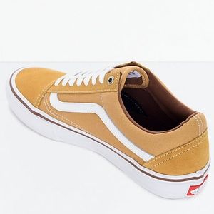 vans old skool pro amber & white shoes